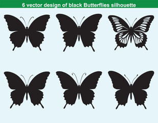 Set of vector butterfly illustrations in various flying positions and decorative styles
