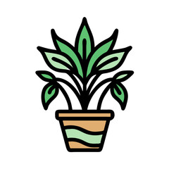 Indoor Plant with Dense Foliage Icon Design