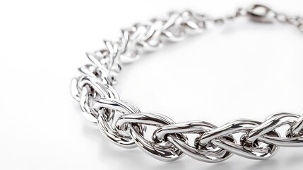 Naklejka premium Silver chain necklace with a silver clasp