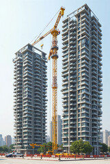 Fototapeta premium building under construction with crane