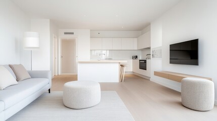 Fototapeta premium Modern minimalist apartment interior