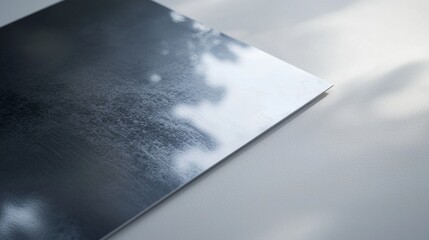 Reflective surface on a table showcasing subtle texture and play of light in a calm indoor setting