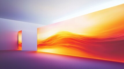 Modern art installation displaying vibrant colors in a gallery during daylight