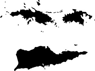 U.S. Virgin Islands Silhouette Map - Printable U.S. Virgin Islands Map Vector