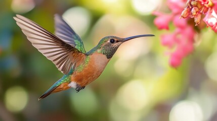 Fototapeta premium A high-resolution photo of a bird flying close to the camera, with its beak and eyes prominently featured, showcasing the birds natural beauty and precision.