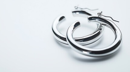 Two silver earrings with a curved design