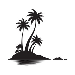 Tropical island with palm trees on the beach 