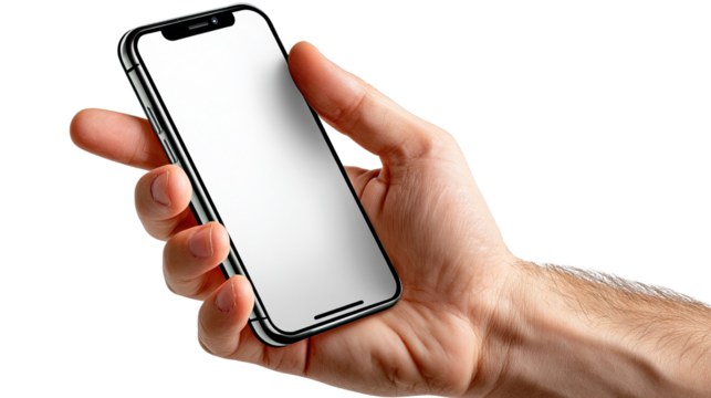 Digital Connection: A detailed shot of a hand confidently holding a modern smartphone. This image speaks of communication and connection in the digital age. 