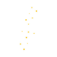Golden star confetti pattern. Bright firework, decoration twinkle, shiny flash.