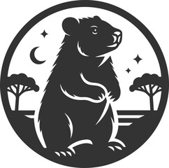 Vector wombat animal silhouette