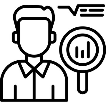 man analyzing data with magnifying glass clip art preview