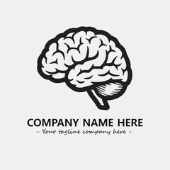 Brain illustration black and white for logo company vector image
