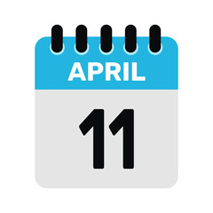 april 11 calendar date icon Vector design Illustration Background.