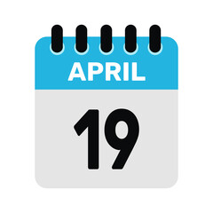 april 19 calendar date icon Vector design Illustration Background.