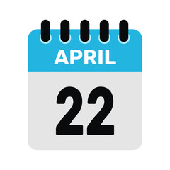 april 22 calendar date icon Vector design Illustration Background.