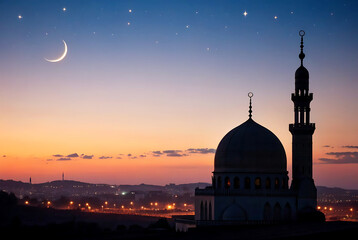 Fototapeta premium Sheep in front of mosque Eid ul adha islamic Eid ul Adha Mubarak background