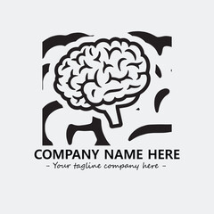 Brain illustration black and white for logo company vector image
