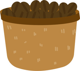 Rustic Brown Basket Overflowing with Roasted Coffee Beans