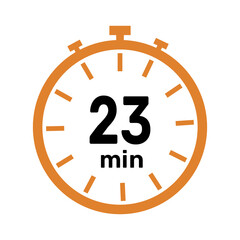 23 minute Timer, clock, icon vector stopwatch isolated icons. Countdown timer symbol.