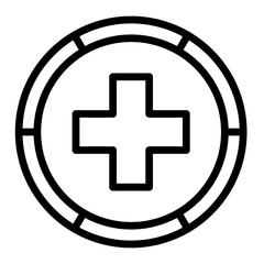 Obraz premium Red Cross Aid Team Vector Line Icon Design