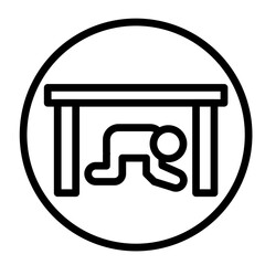 Earthquake Safety Drill Vector Line Icon Design