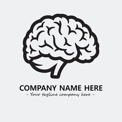 Brain illustration black and white for logo company vector image
