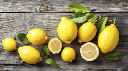 Lemons arranged artfully on a wooden surf-3 - flat wooden arrangement