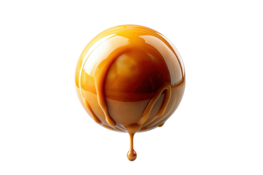 dripping caramel sphere isolated PNG