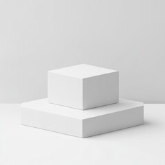 Minimalist white cube display podium
