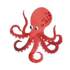 Obraz premium Cute red octopus illustration