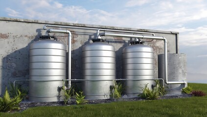 Obraz premium Industrial Water Tanks Storage System