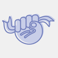 Icon hand holding ribbon. Indonesian independence day celebration elements. Icons in two tone style. Good for prints, posters, etc.