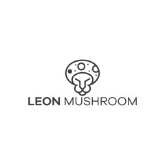 dual meaning leon mushroom logo vector 