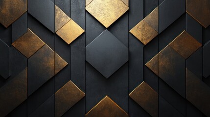Dark and gold geometric wall pattern background design