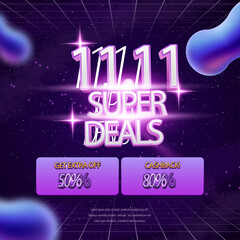 Bright and cheerful Single’s Day sale poster with 50% discount, shopping icons, and gift imagery, ideal for online ads, e-commerce, or holiday marketing campaigns.