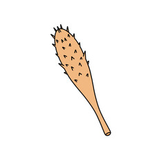 A cartoonish drawing of a stick with a bunch of spikes on it