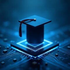E-Learning Enhancing Education Through Digital Platforms,symbolizing the merging of academic success and technological innovation