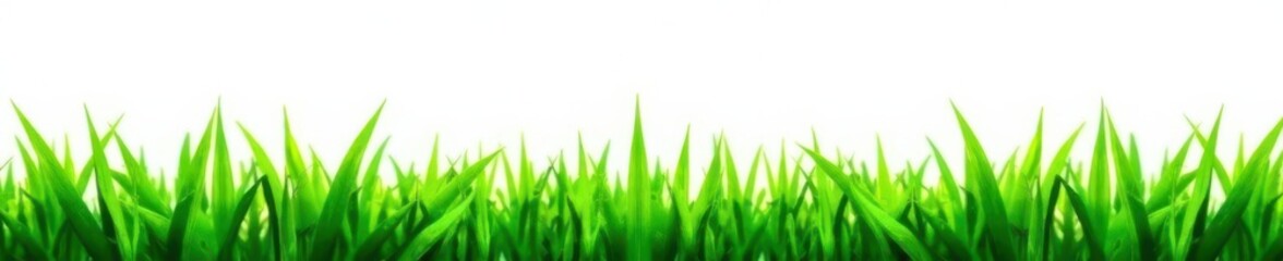 Seamless green grass border with subtle texture and leaf veins, foliage, seamless