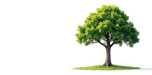Single towering tree on white background isolated in nature , trunk, peaceful