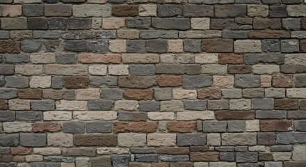 Fototapeta premium Detailed Brick Wall Texture with Varied Colors for Architectural Backgrounds