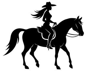 Cowgirl on Horse Silhouette Vector & SVG, Cowgirl  vector Icon