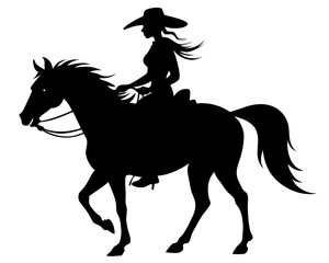 Cowgirl on Horse Silhouette Vector & SVG, Cowgirl  vector Icon