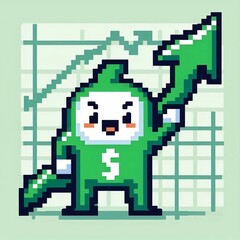 Fototapeta premium Pixel Art Finance Mascot Upward Trend Suitable for Design Inspiration