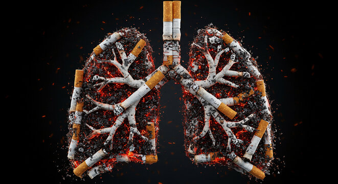 Lungs Damaged by Smoking Cigarettes Health Risk Prevention