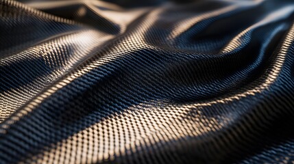 Naklejka premium Tightly-woven metallic carbon fiber fabric with dramatic directional lighting.