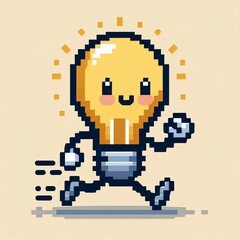 Obraz premium Pixel Art Lightbulb A Bright Idea Suitable for Modern Decor