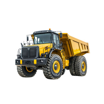 Powerful Yellow Articulated Dump Truck on Transparent Background