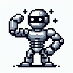 Fototapeta premium Here are a few title options for your pixel art robot all under 100 characters and suitable for an a