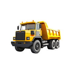 Naklejka premium Powerful Yellow Dump Truck Isolated on Transparent Background
