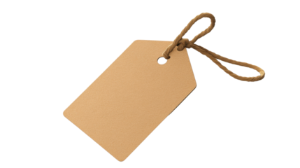 blank price tag wit rope on white background